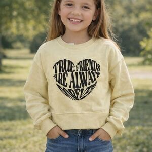 Zara Light Yellow Kids Sweatshirt with Heart Graphic